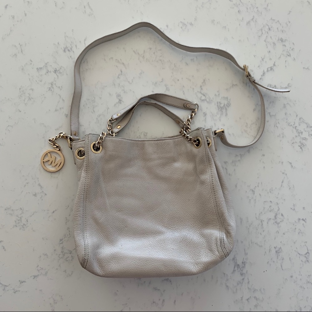White Leather Michael Kors Crossbody Bag